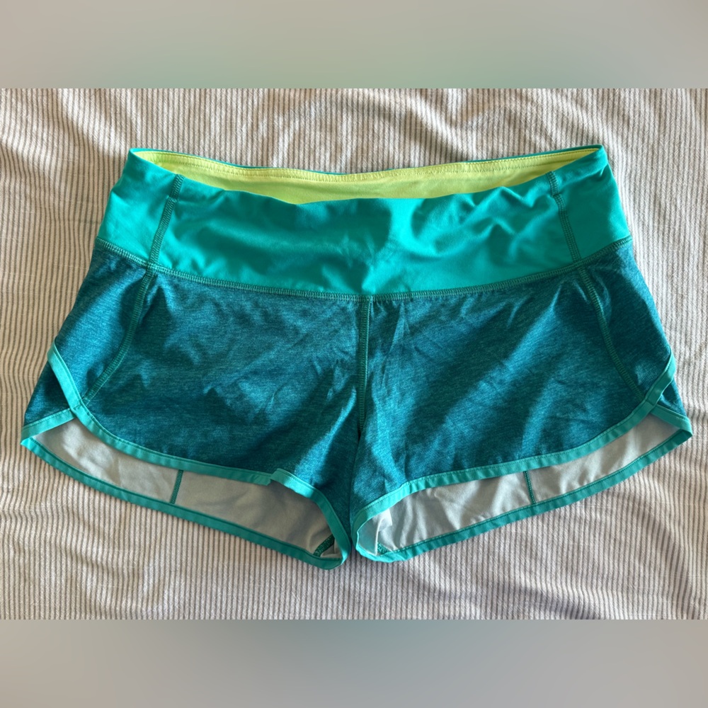 Lululemon Speed Up Low Rise Turquoise Lined Athletic Shorts
